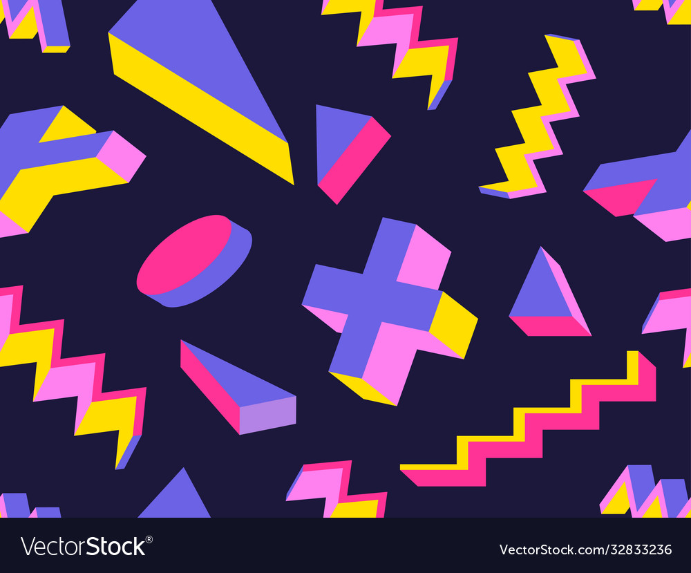 Seamless pattern 3d isometric geometric shapes Vector Image