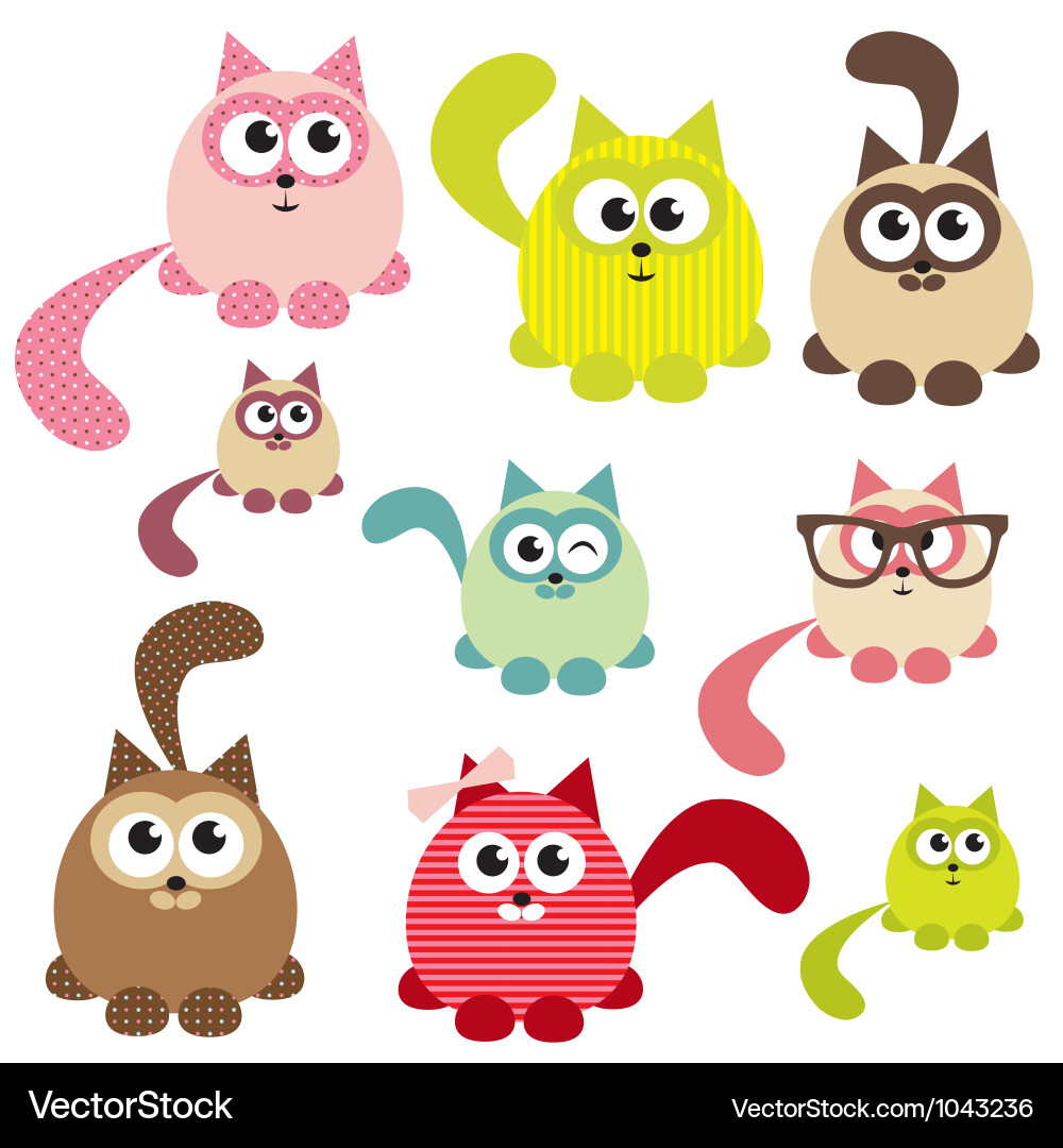 Set cute cats Royalty Free Vector Image - VectorStock
