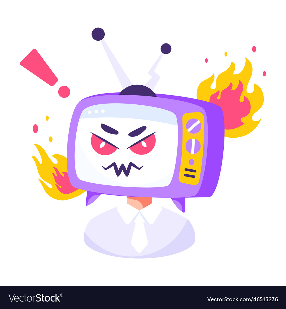 Television overheat Royalty Free Vector Image VectorStock