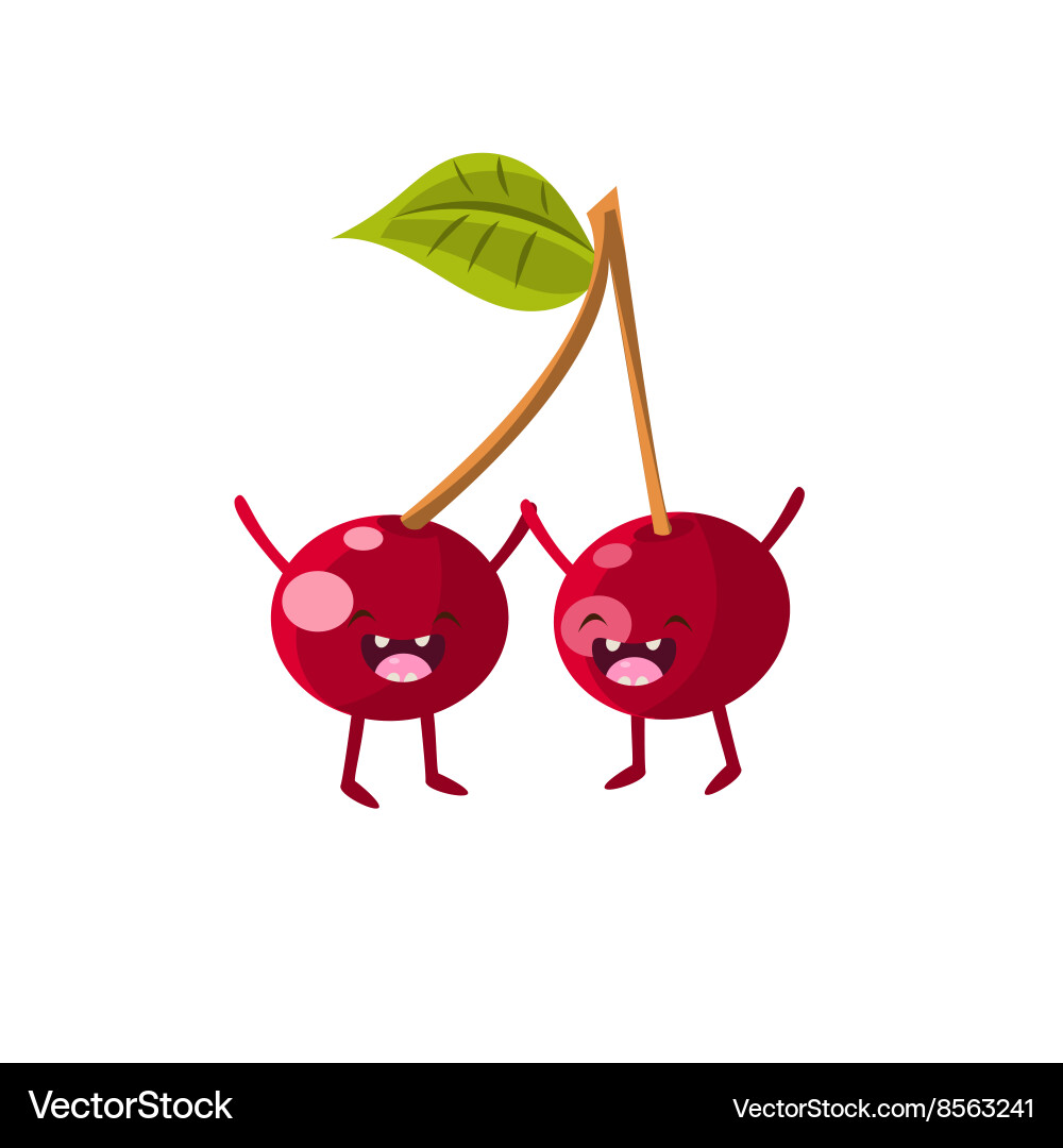 Cherries Cartoon Friends Royalty Free Vector Image