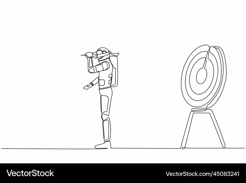 Continuous one line drawing young astronaut using Vector Image