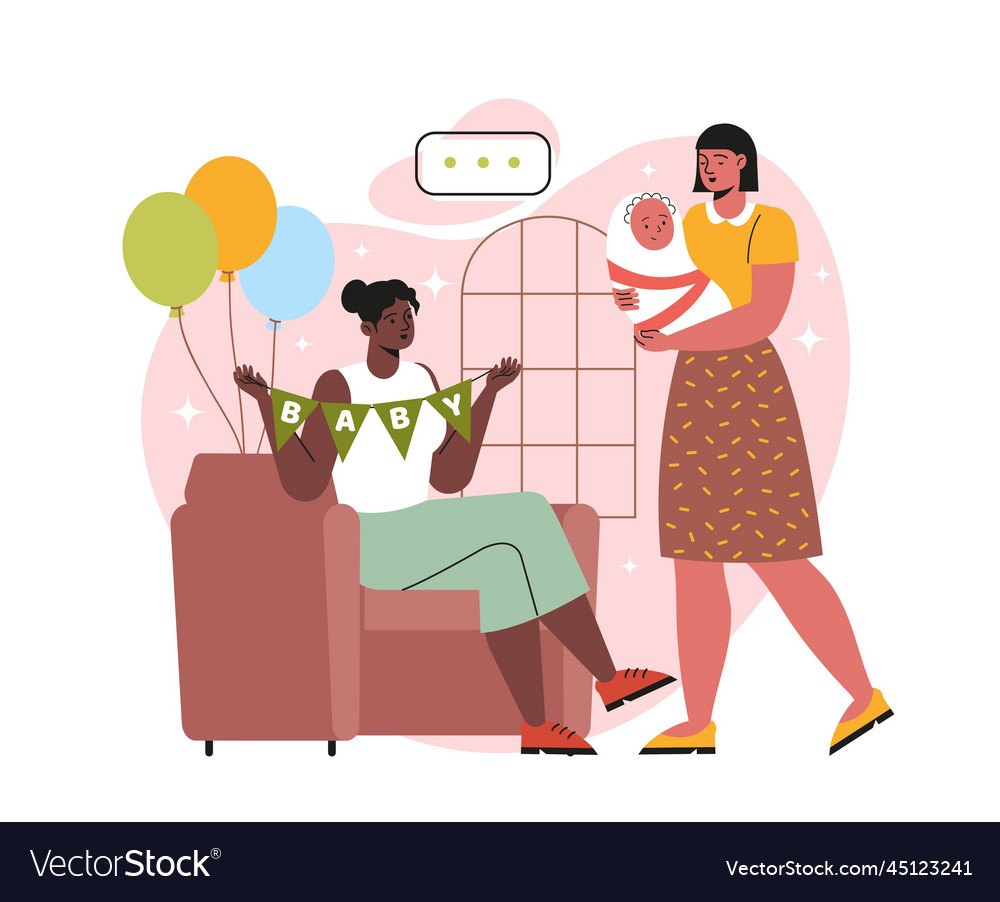 Family at baby shower parties Royalty Free Vector Image