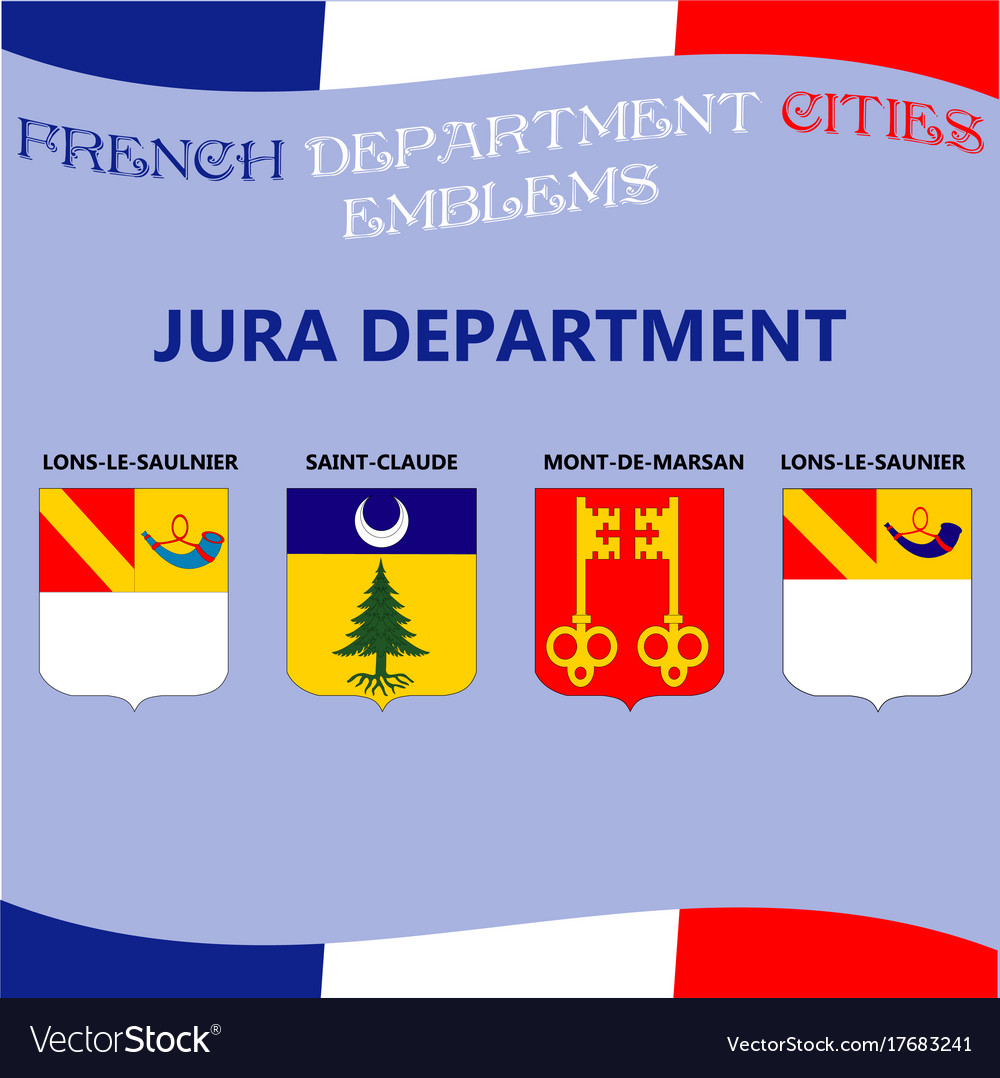 Flags and emblems of french department cities Vector Image