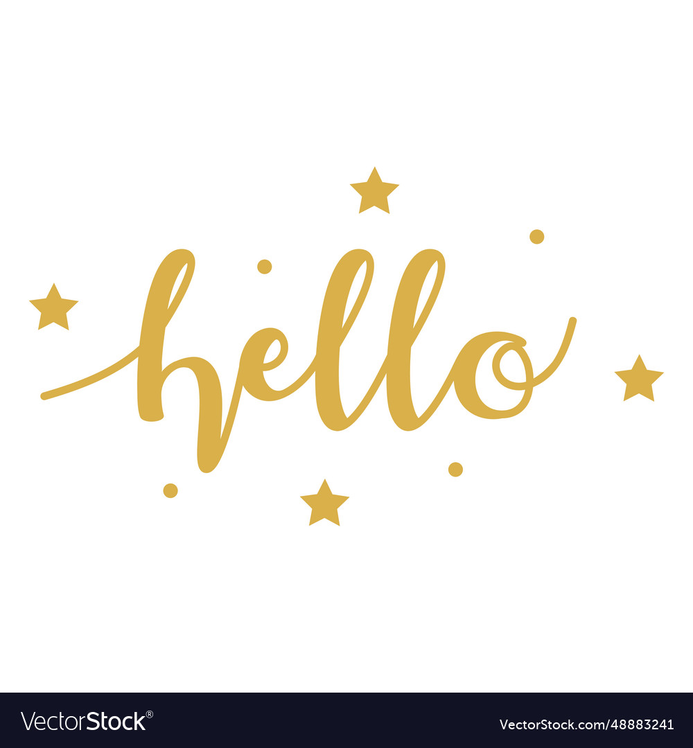 Hello lettering label Royalty Free Vector Image