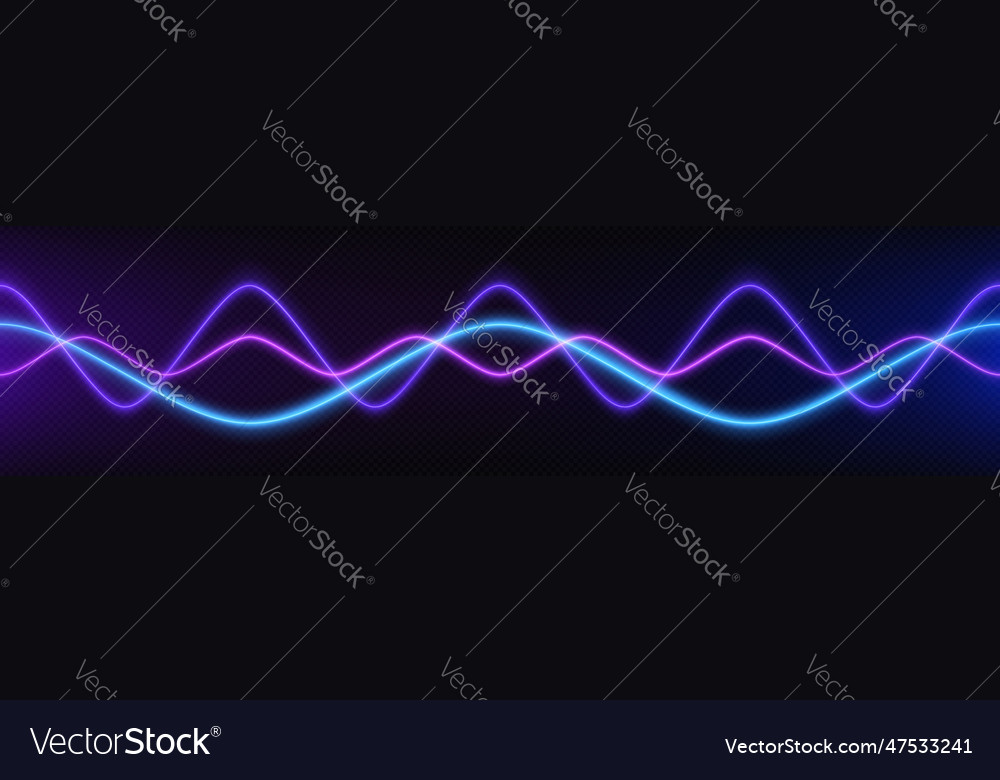 Neon audio voice frequency wave and abstract light