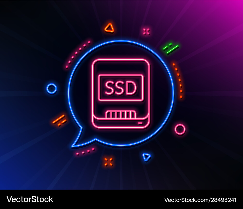 Ssd line icon computer memory component sign Vector Image