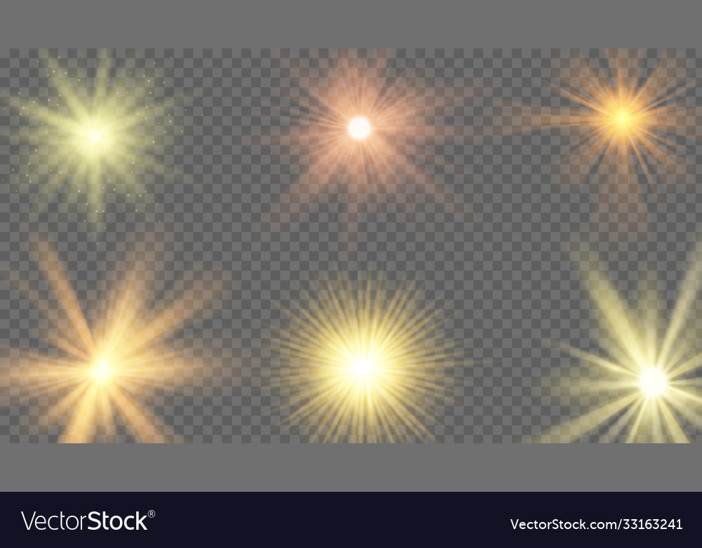 Sun ray effect starburst yellow shine sunlight vector image Sun ray effect starburst yellow shine sunlight