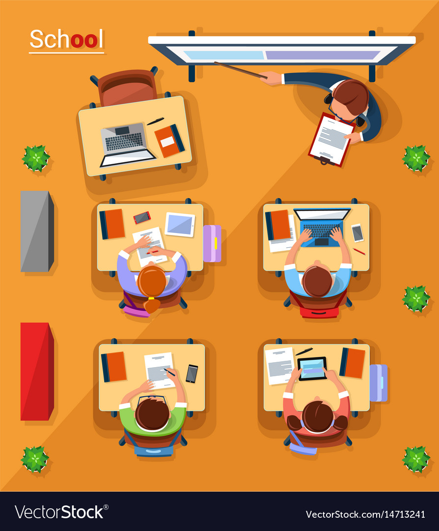 Top view school concept Royalty Free Vector Image