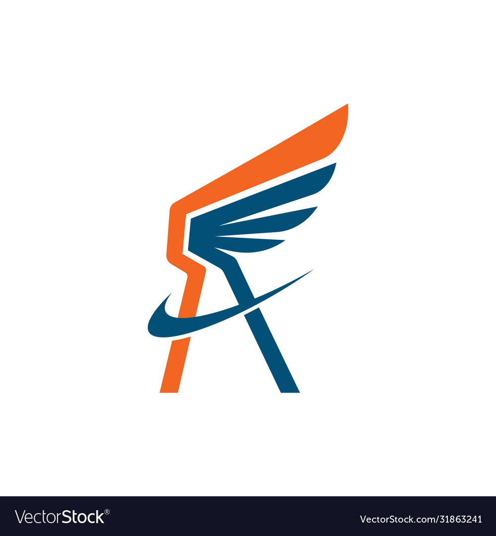 Wings a letter logo concept icon