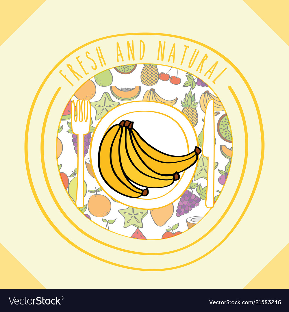 Banana fresh and natural fruits food label