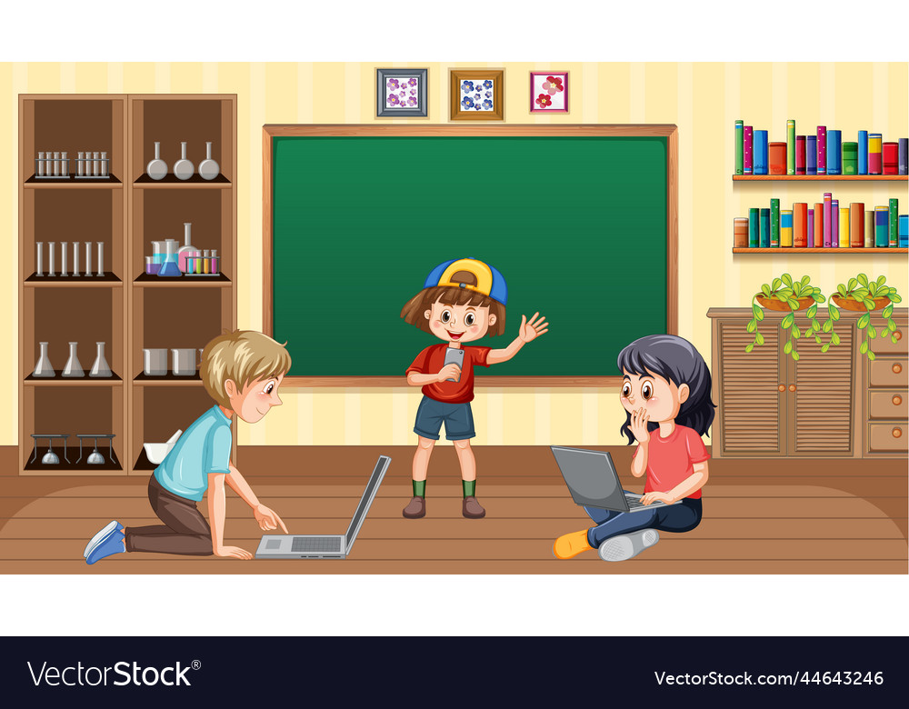 Children using technology devices Royalty Free Vector Image