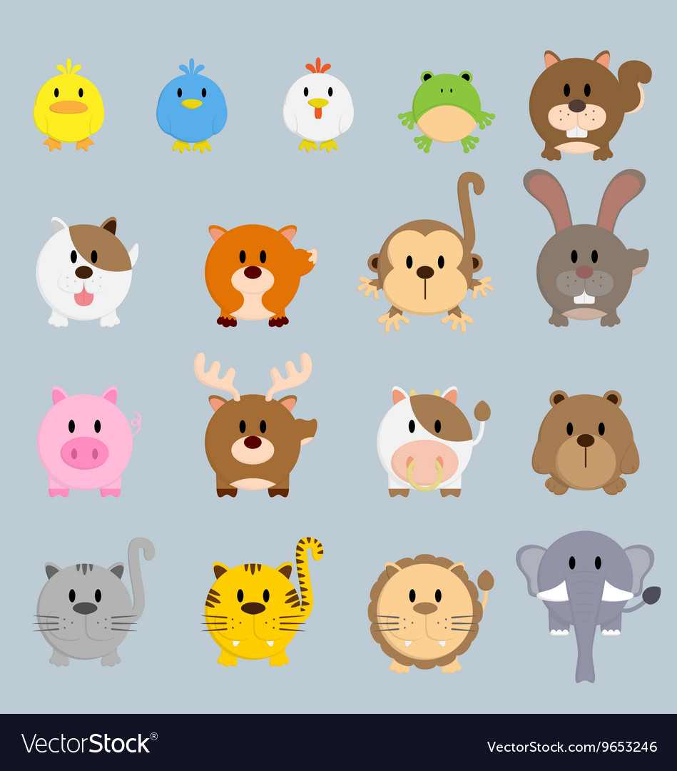 Circle round cartoon color animal Royalty Free Vector Image Circle round cartoon color animal Royalty Free Vector Image