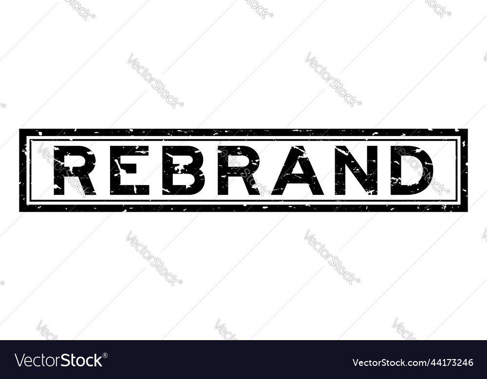 Grunge black rebrand word square rubber seal