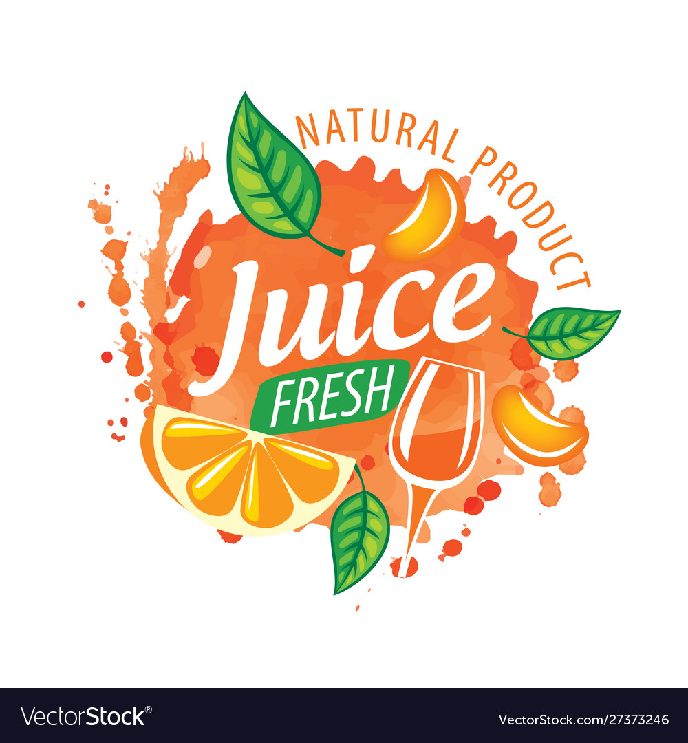 Logo orange juice splatter on white Royalty Free Vector