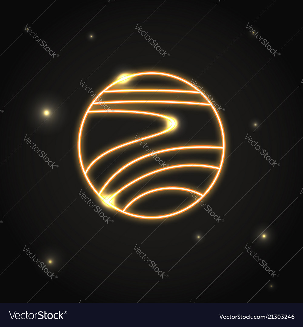 Neon planet venus icon in thin line style