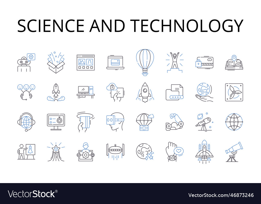 Science and technology line icons collection