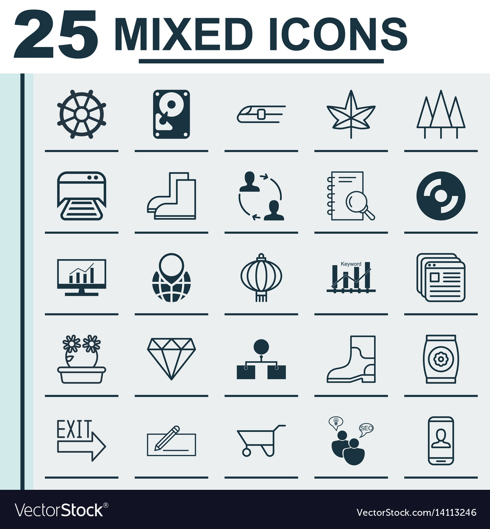 Set of 25 universal editable icons can be used