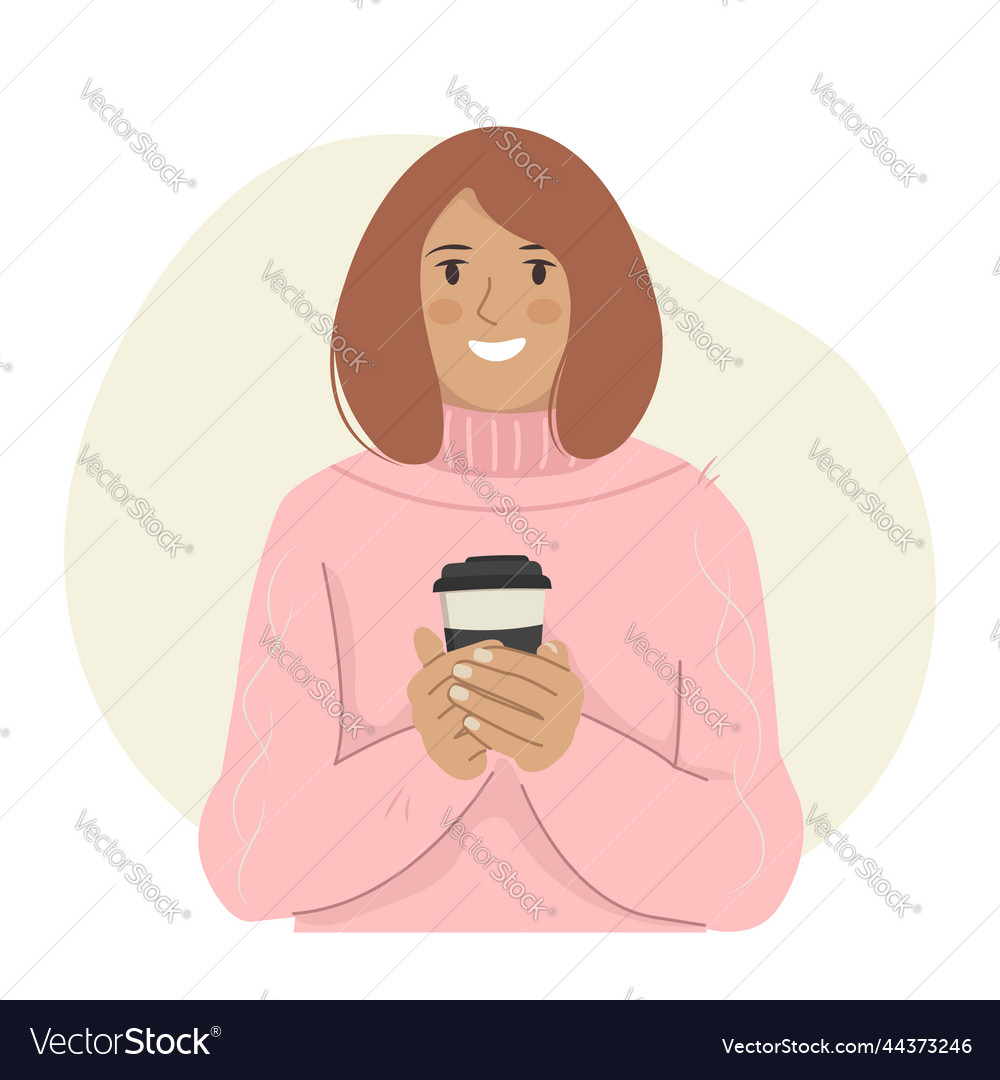 Young girl holding a paper cup of coffee