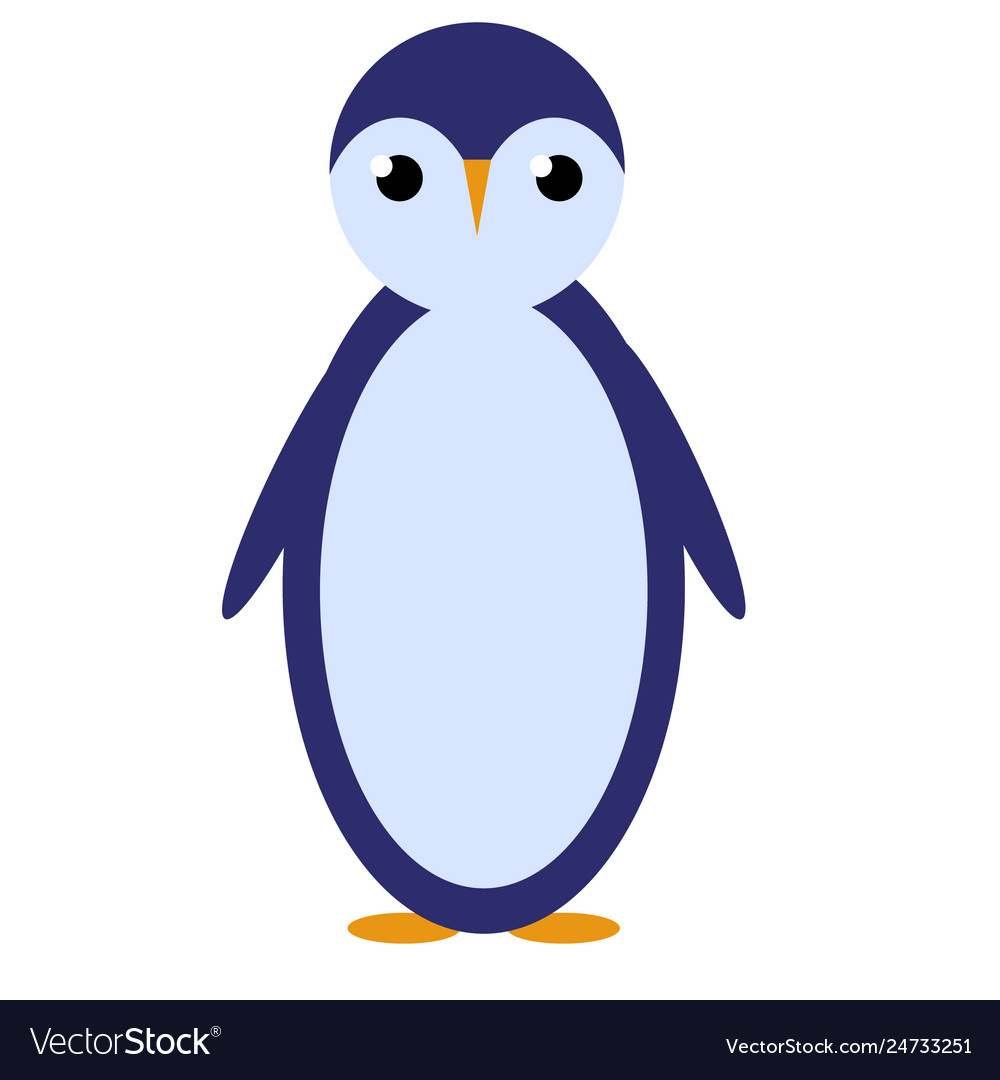 Baby penguin flat on white