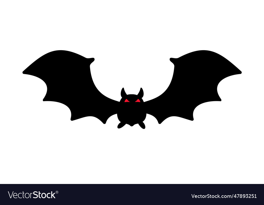 Bat silhouette with scary evil eyes vampire Vector Image