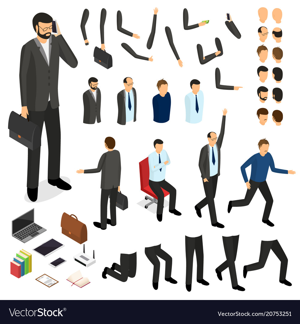 Cartoon businessman character creation set