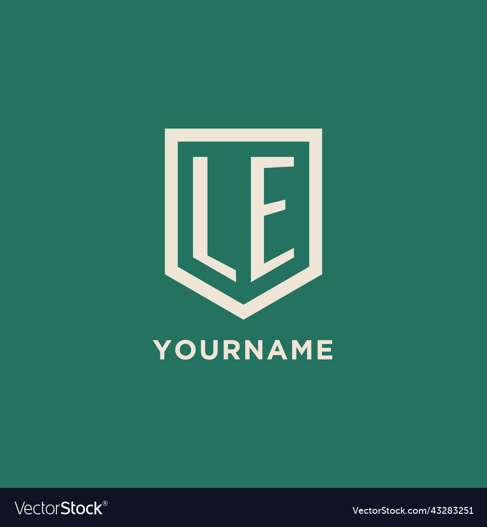 Le initial logo monogram shield geometric shape Vector Image