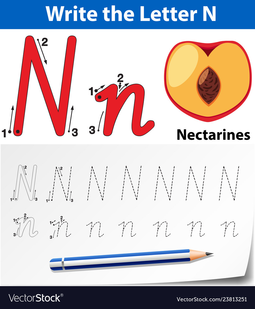 Letter n tracing alphabet worksheets