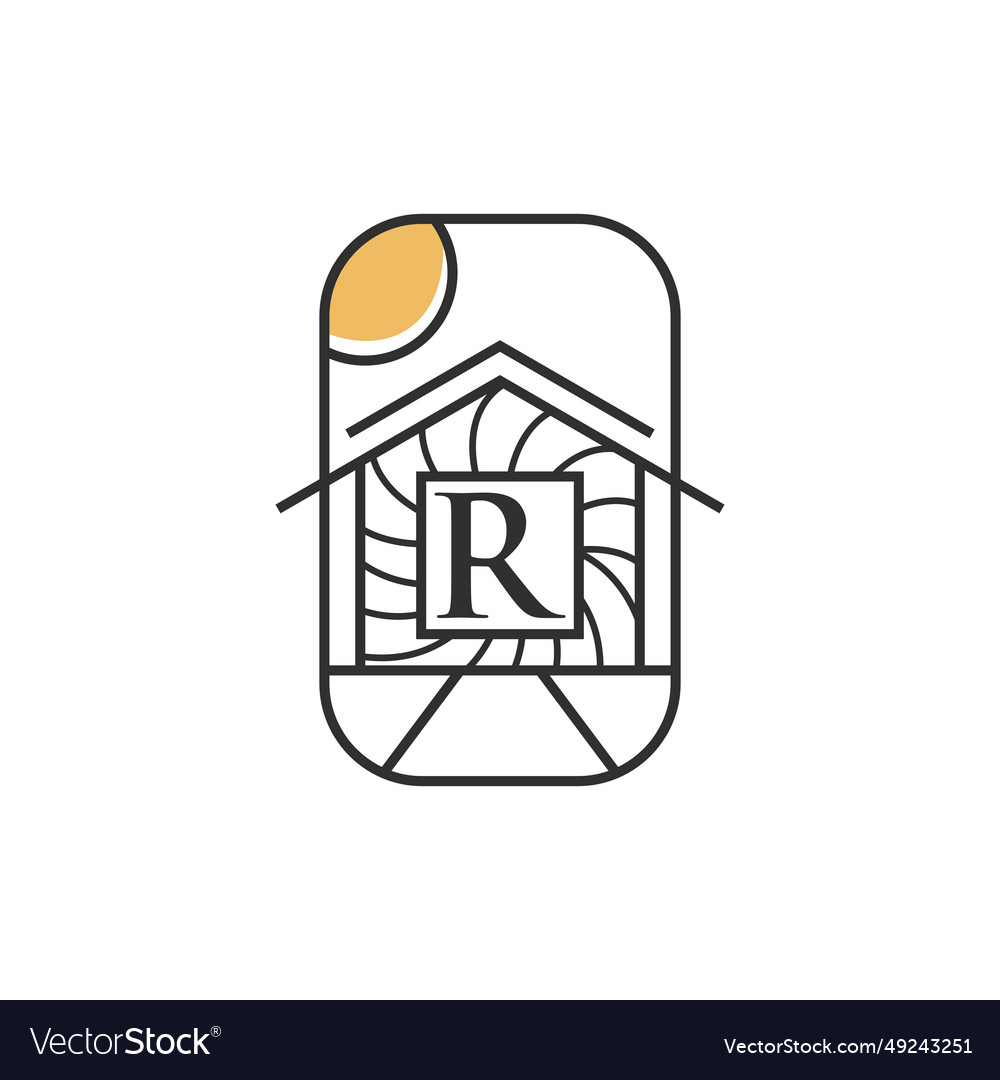 Letter r house minimal logo design