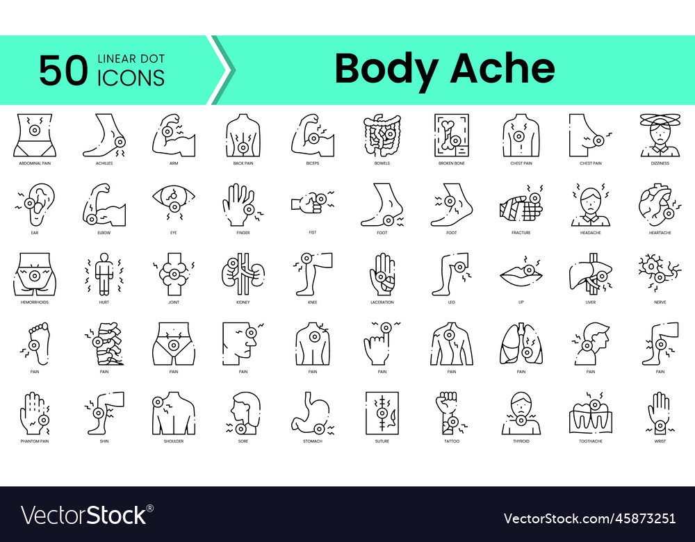 Set of body ache icons line art style bundle