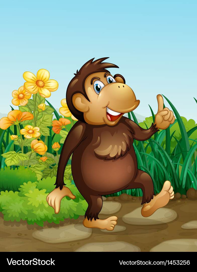 A monkey in the fields Royalty Free Vector Image