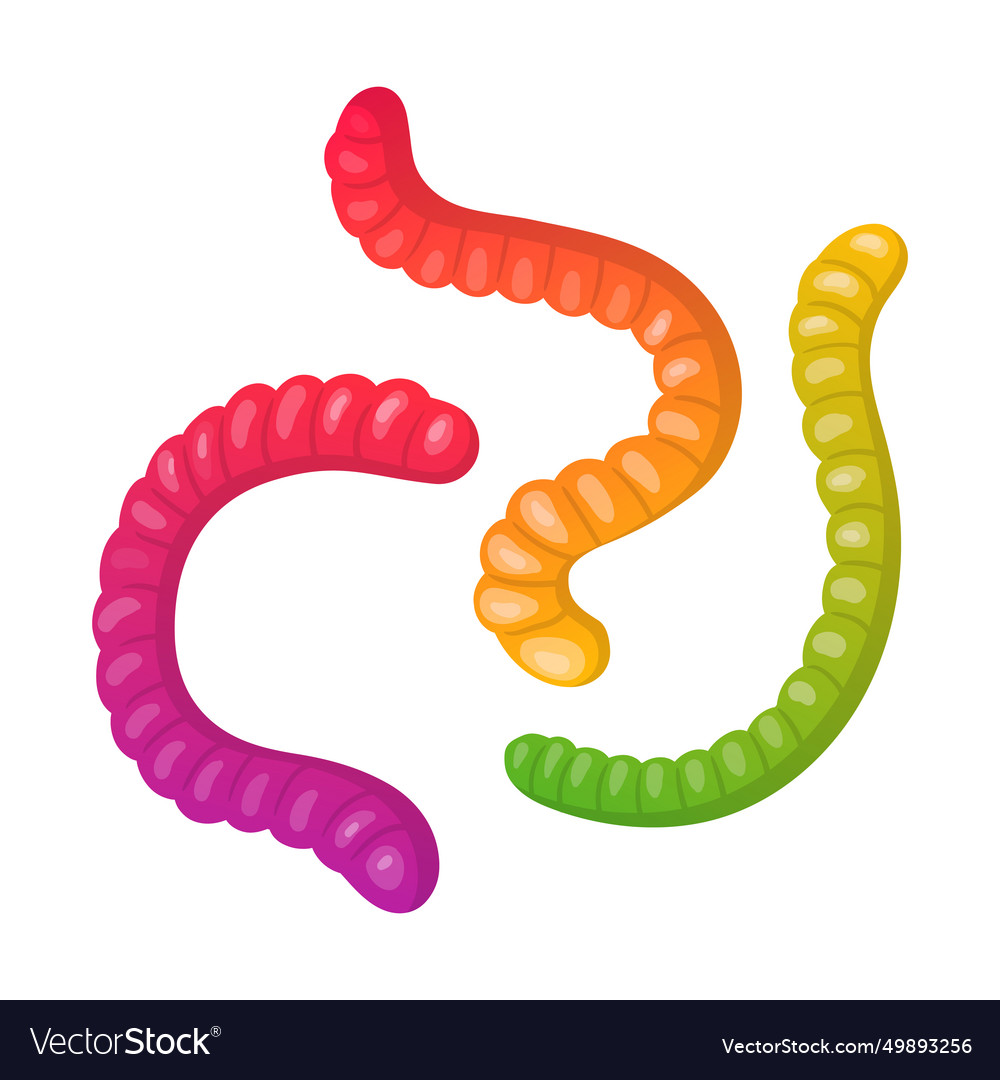 Chewy gummy worms cartoon marmalade shaped like Vector Image