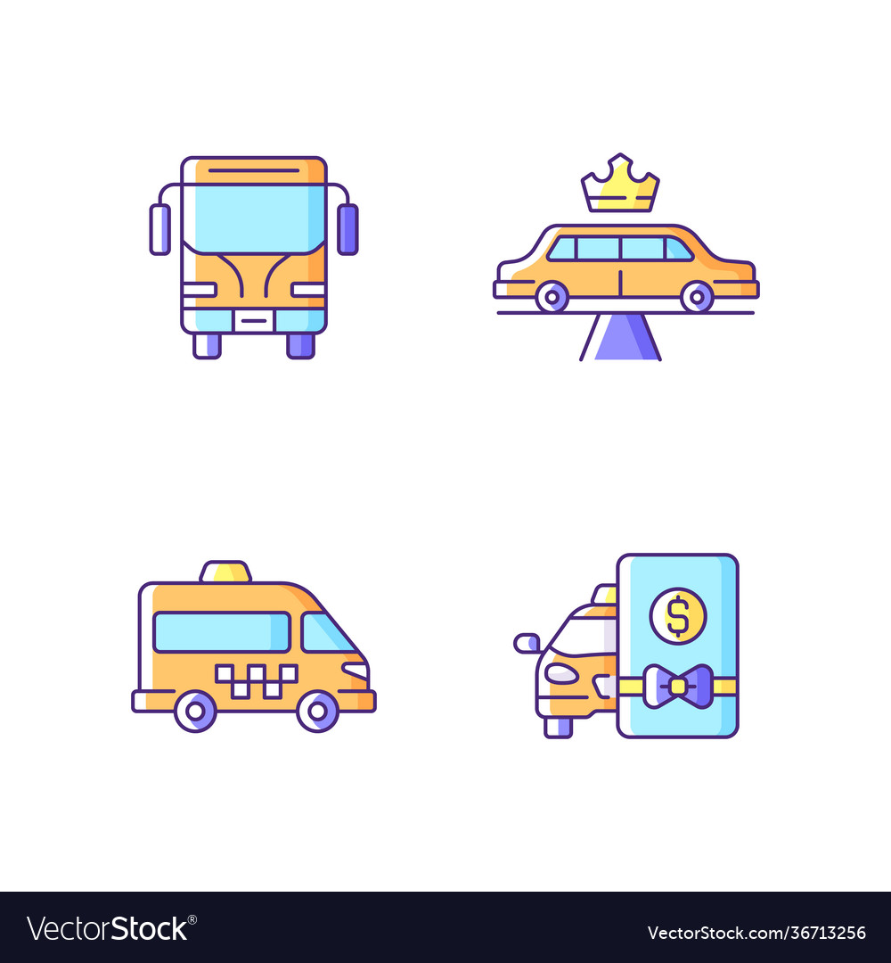 City public transport rgb color icons set