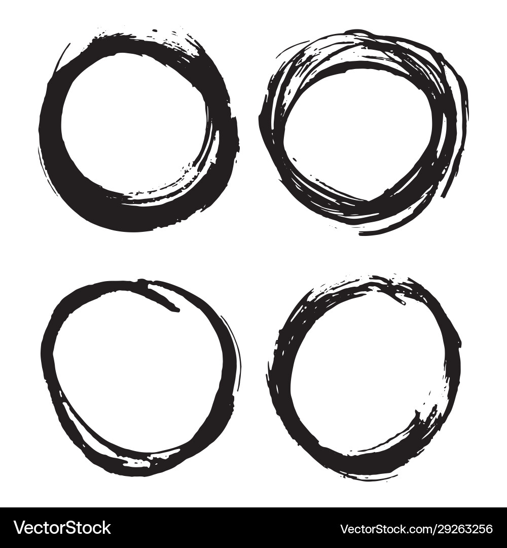 Round frames grunge textured hand drawn elements Vector Image
