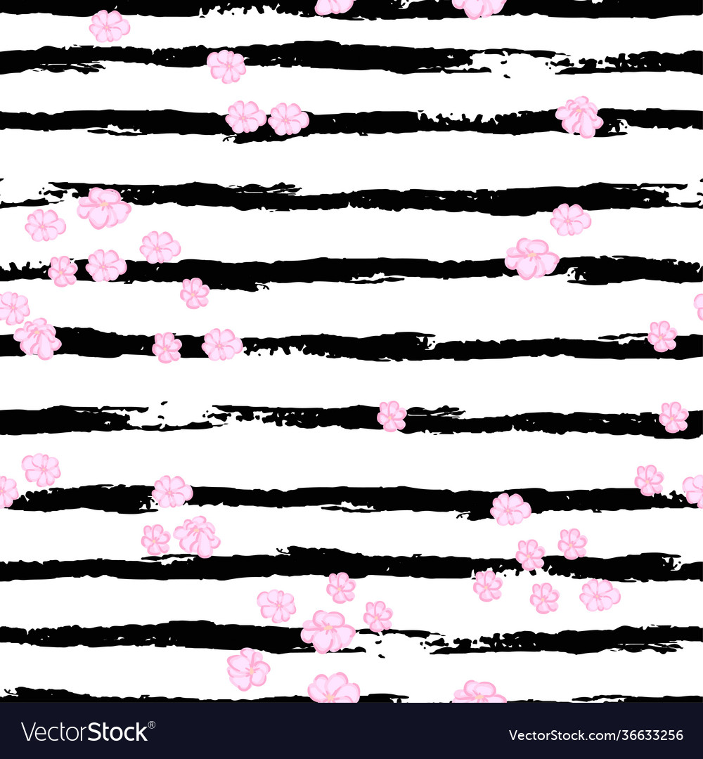 Seamless pattern with blooming flowers on black vector image Seamless pattern with blooming flowers on black
