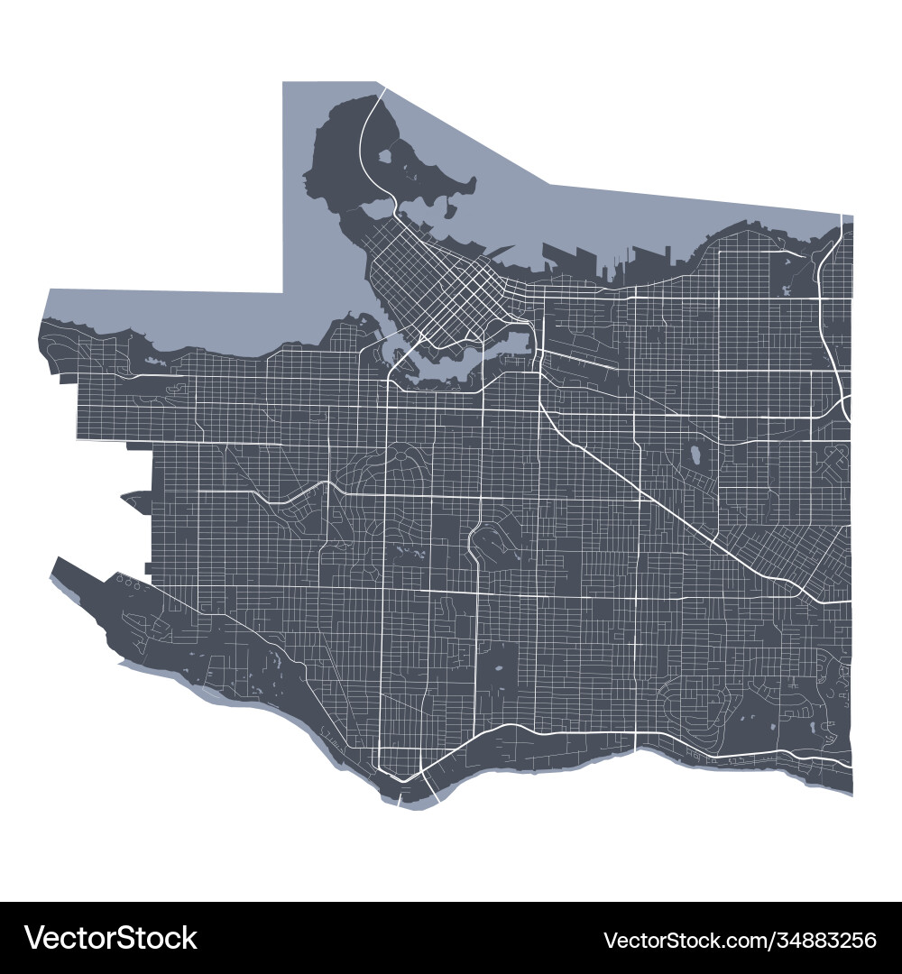 Vancouver Map Detailed Map City Royalty Free Vector Image