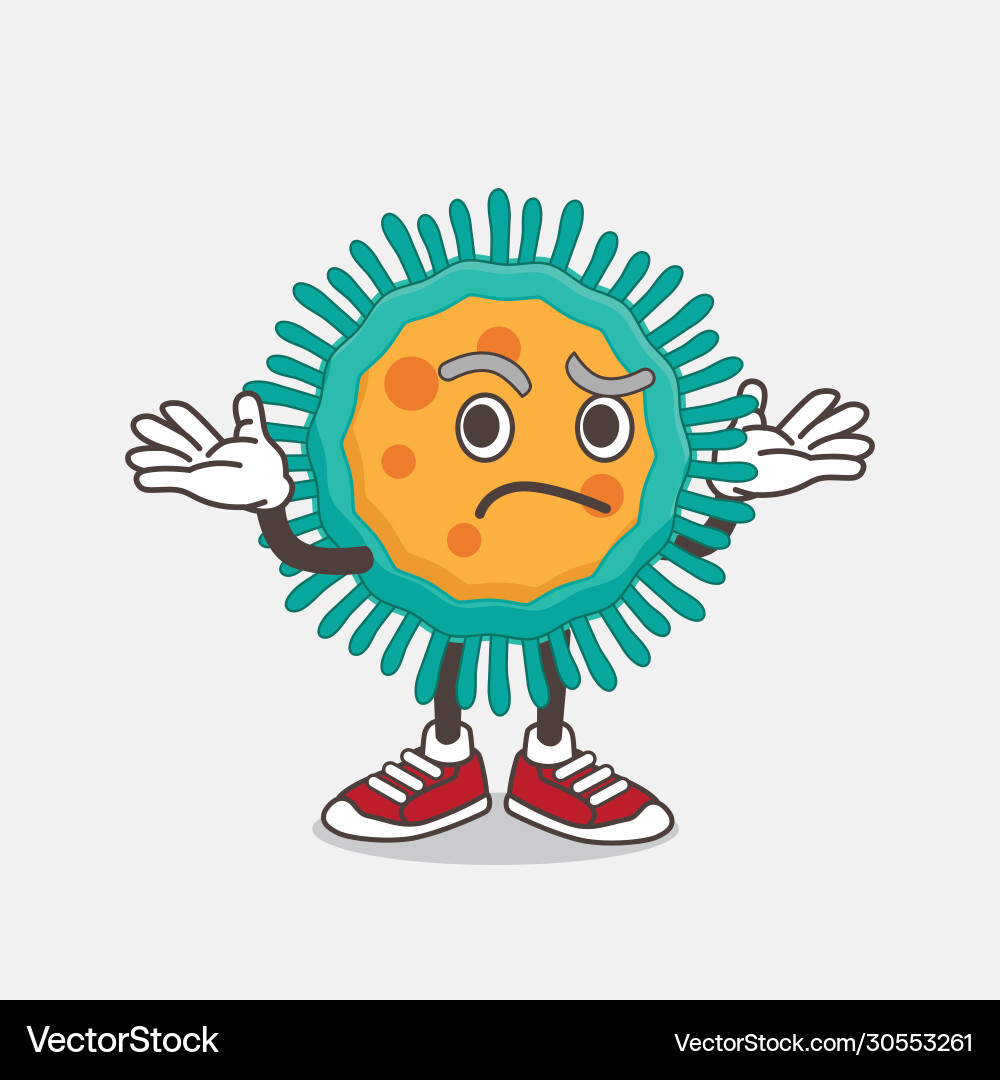 Blue virus cartoon mascot character in comical Vector Image