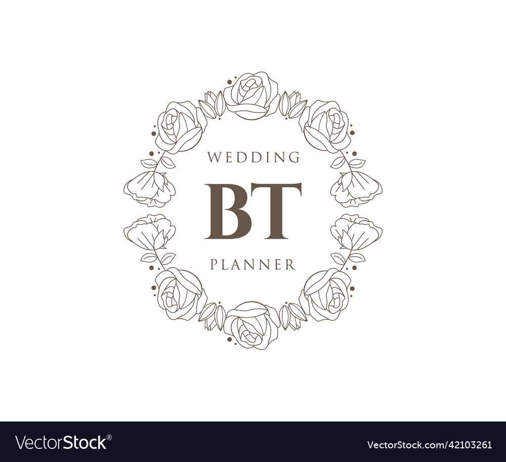 Bt initials letter wedding monogram logos Vector Image