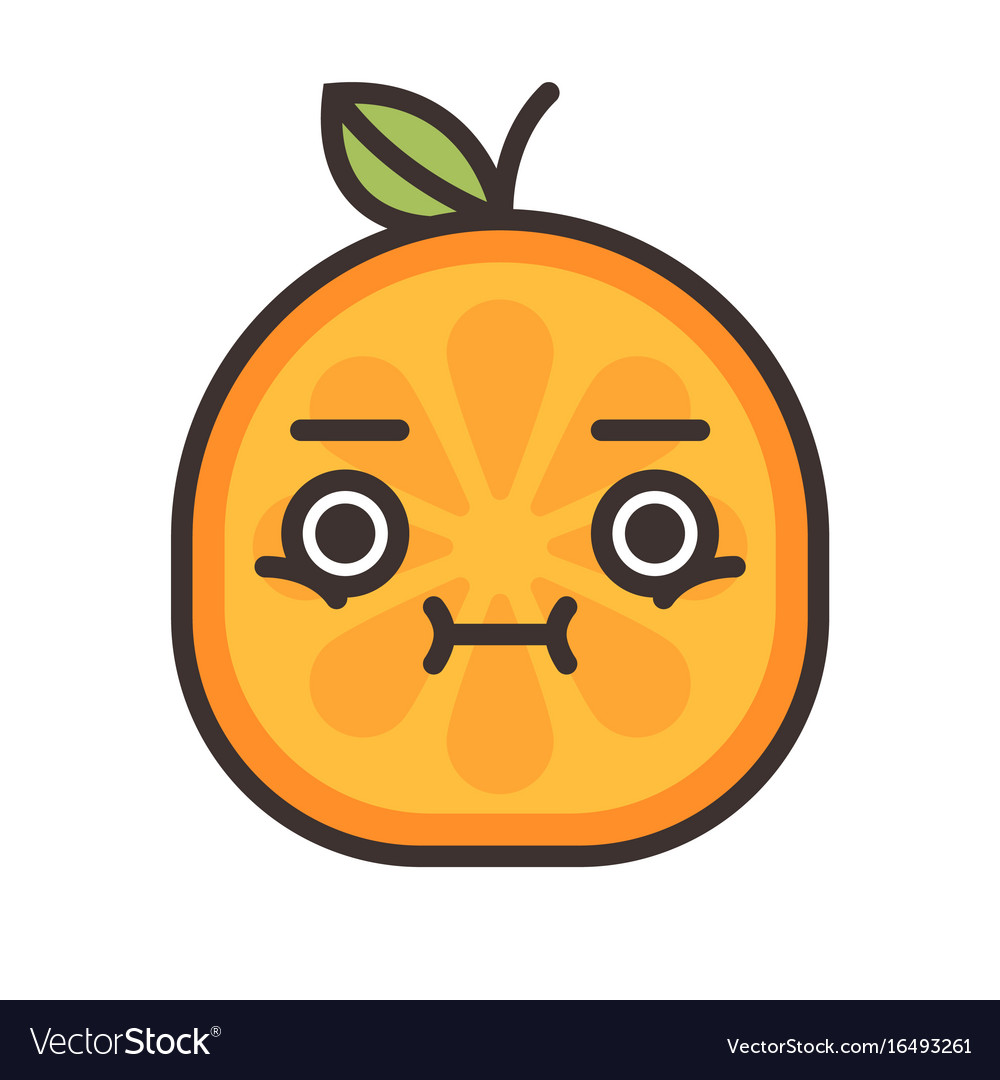 Emoji - no words straight orange smile isolated Vector Image