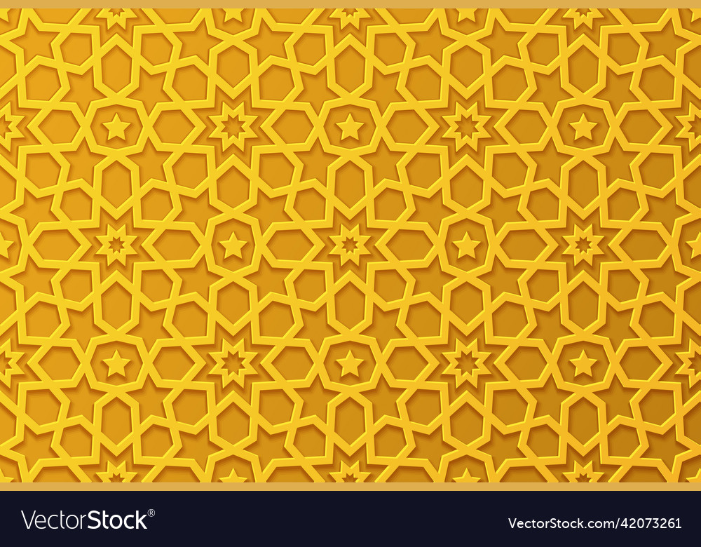 Golden background with 3d pattern in islamic