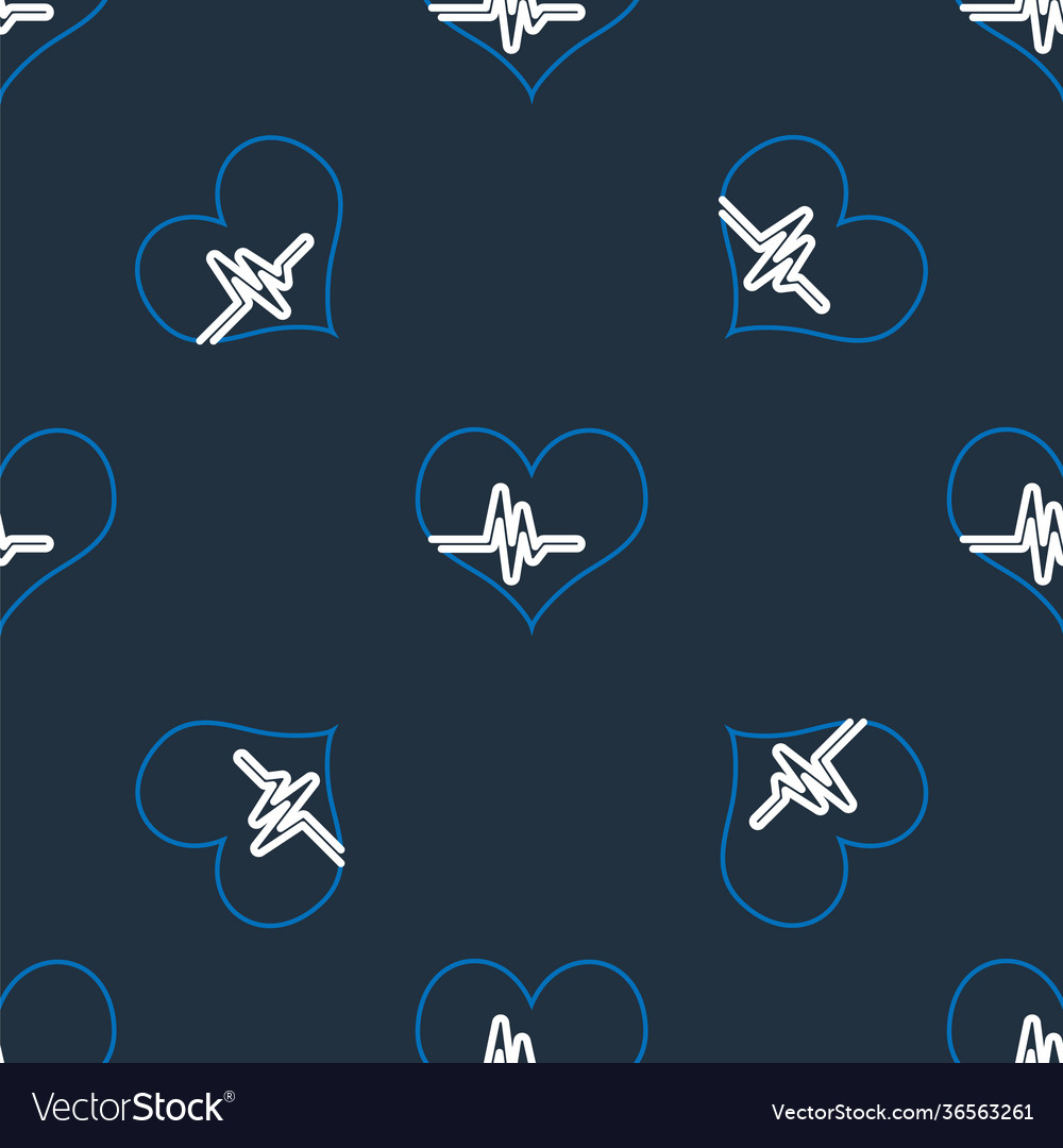 Line heart rate icon isolated seamless pattern