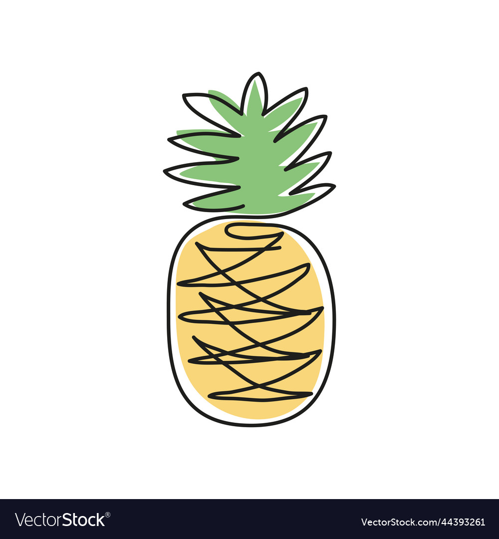 Pineapple fruit line drawing Royalty Free Vector Image