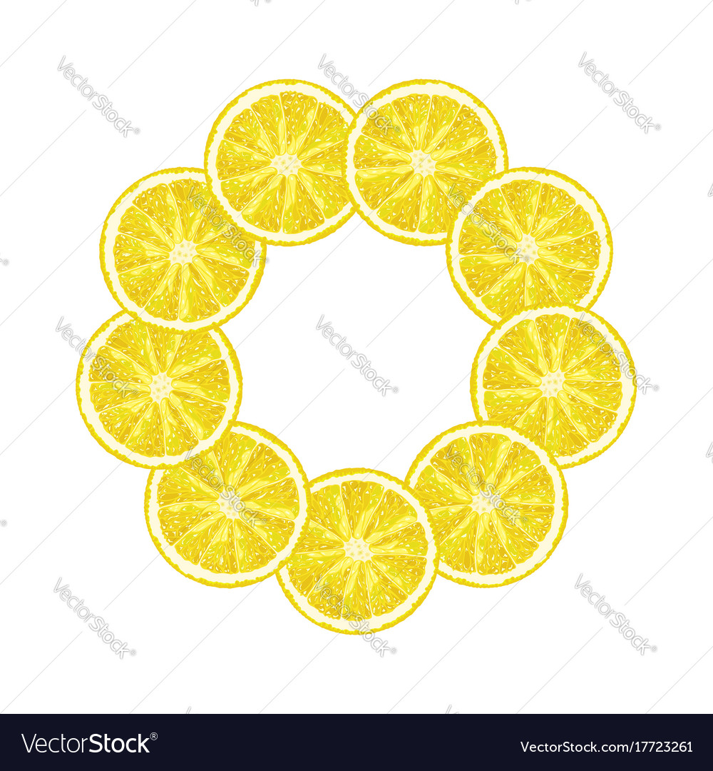 Round Frame Of Lemon Slice Citrus Vector Image