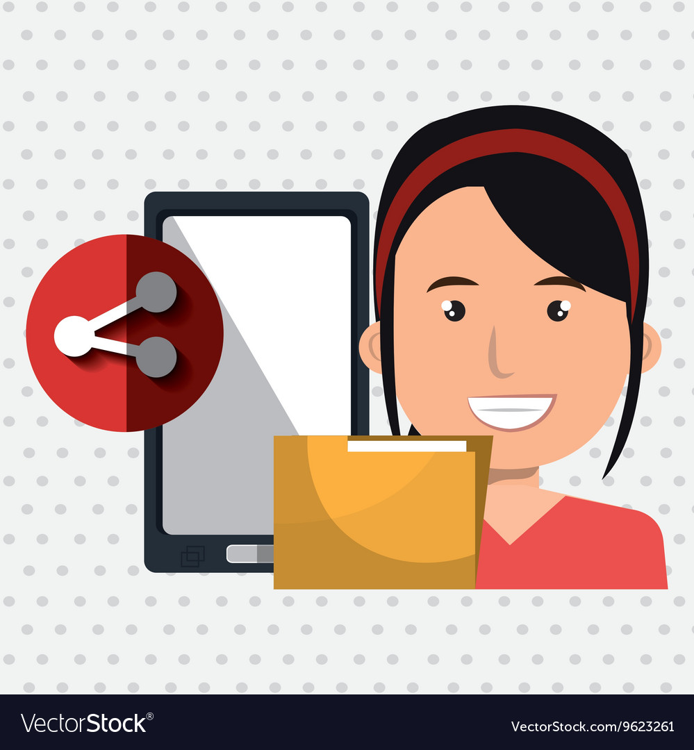 Smartphone user sharing files isolated icon design