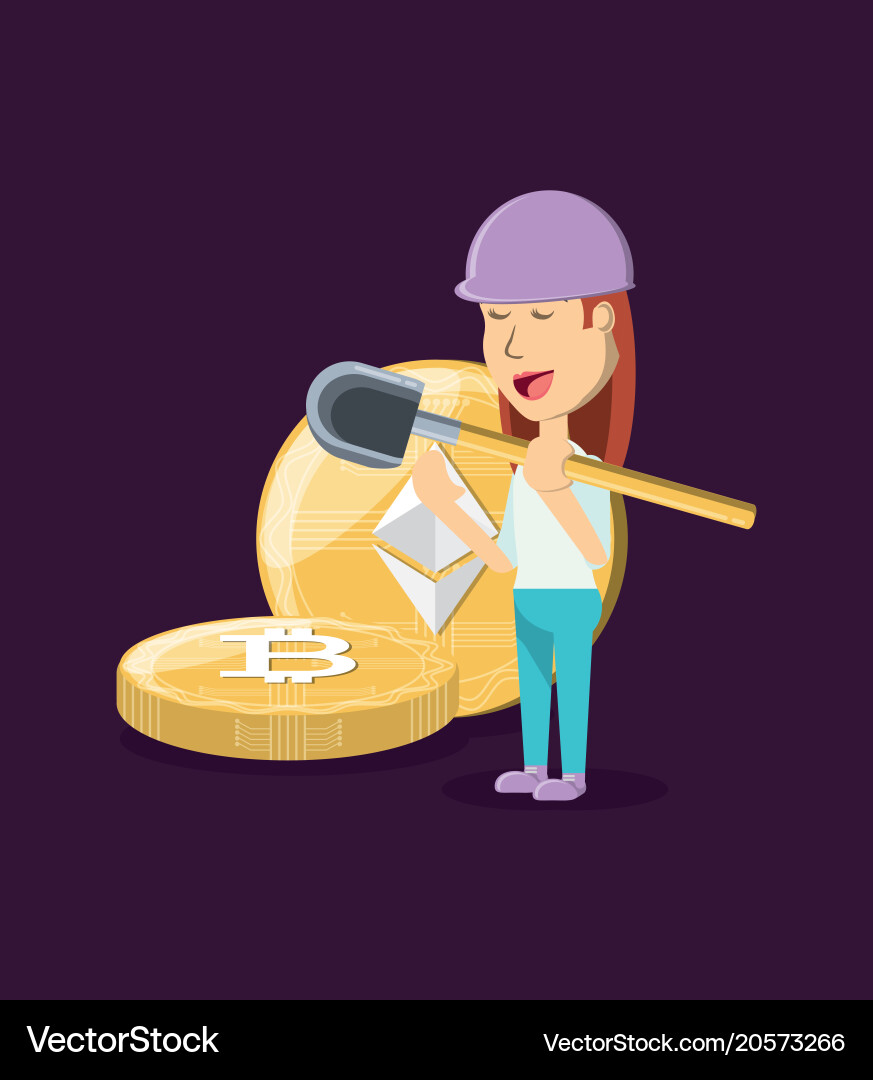 Cryptocurrency mining design Royalty Free Vector Image