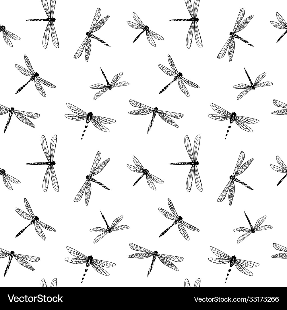 Dragonfly seamless pattern Royalty Free Vector Image