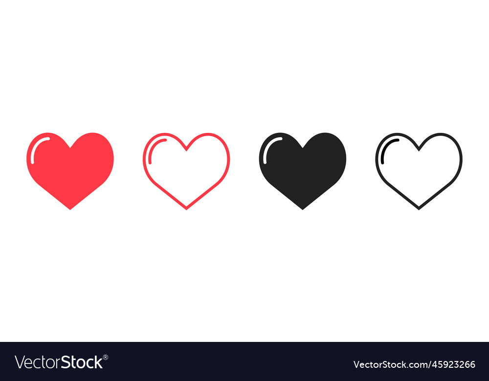 Flat design heart icon set