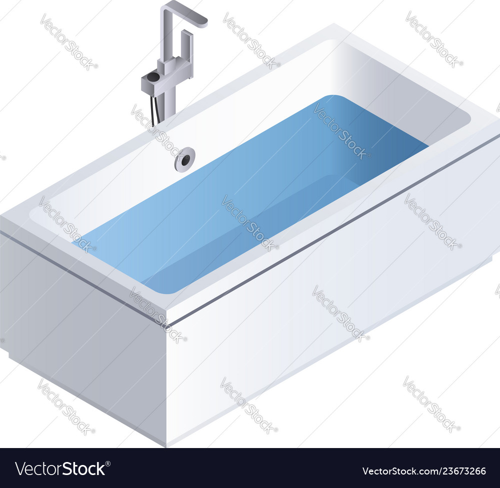 Full water bathtub icon isometric style Royalty Free Vector