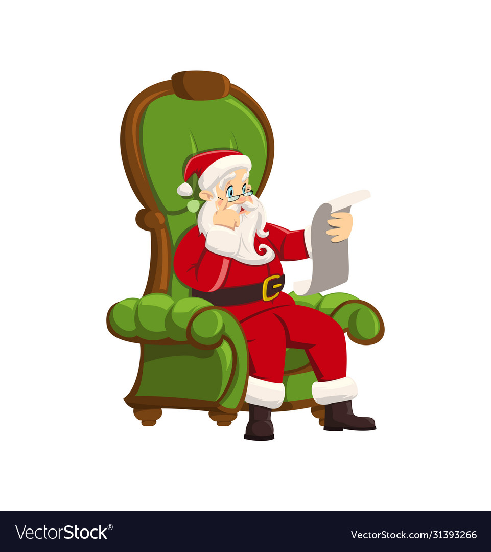 Happy Santa Claus Sitting Armchair White Vector Image