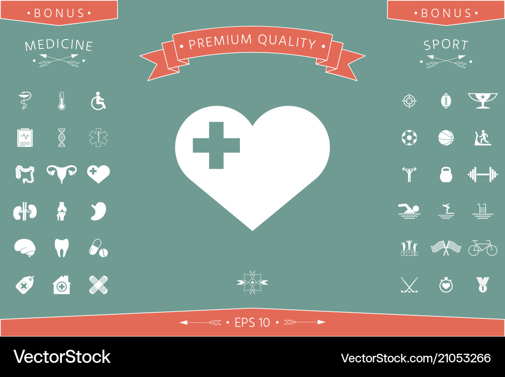 Heart with medical cross Royalty Free Vector Image