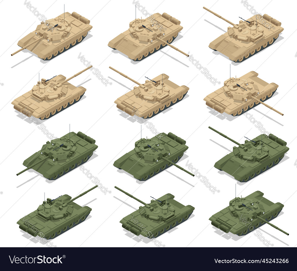 Isometric Main Battle Tank The T Is A Third Vector Image